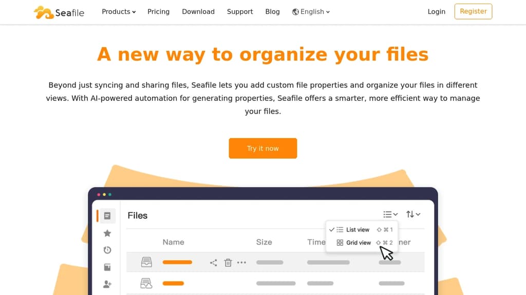 Screenshot of Seafile website