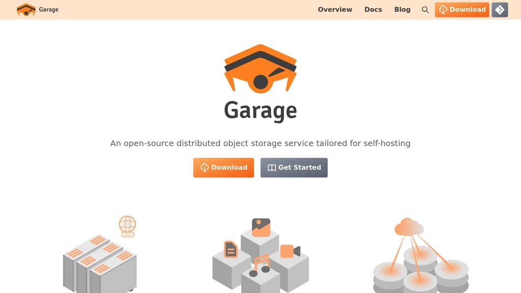 Screenshot of Garage website
