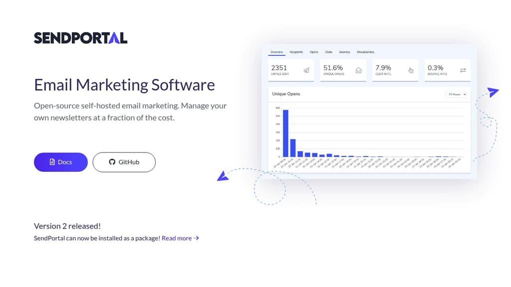 Screenshot of Sendportal website