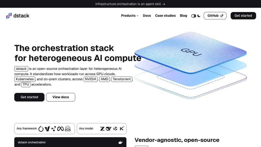 Screenshot of dstack website