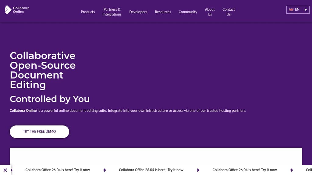 Screenshot of Collabora Online website