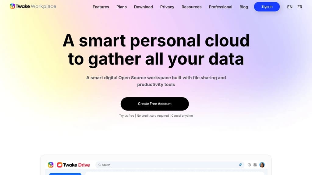 Screenshot of Cozy website