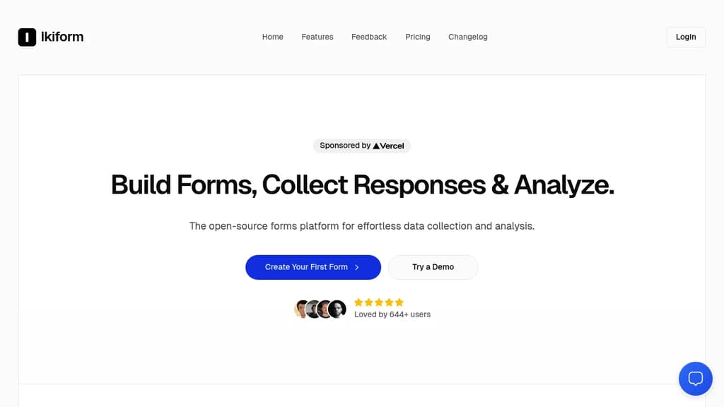 Screenshot of Ikiform website