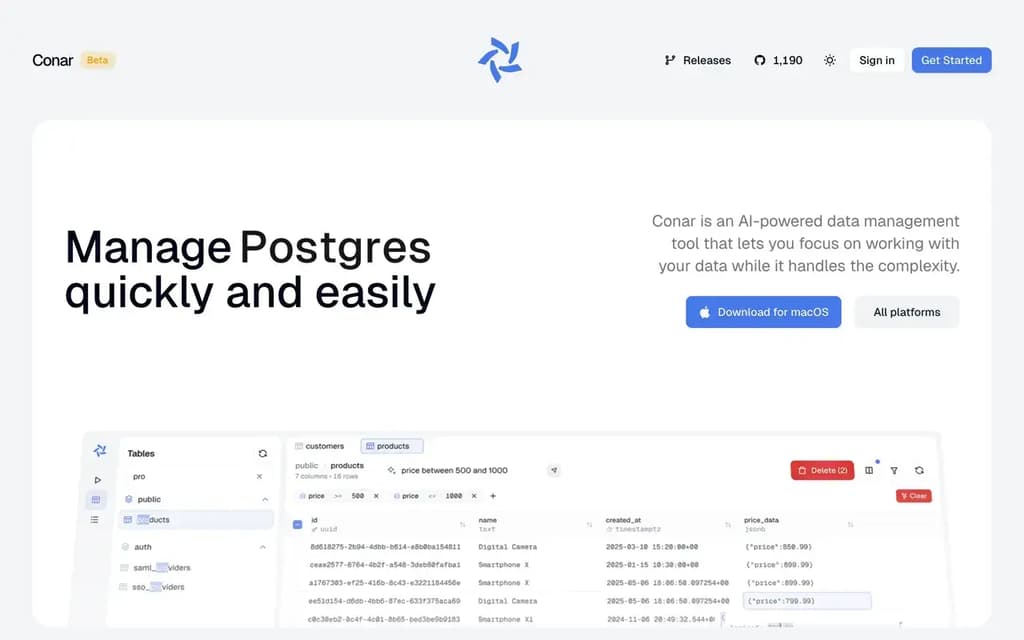Screenshot of Conar website