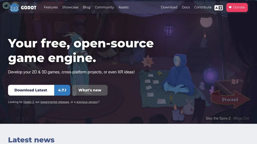 Screenshot of Godot website