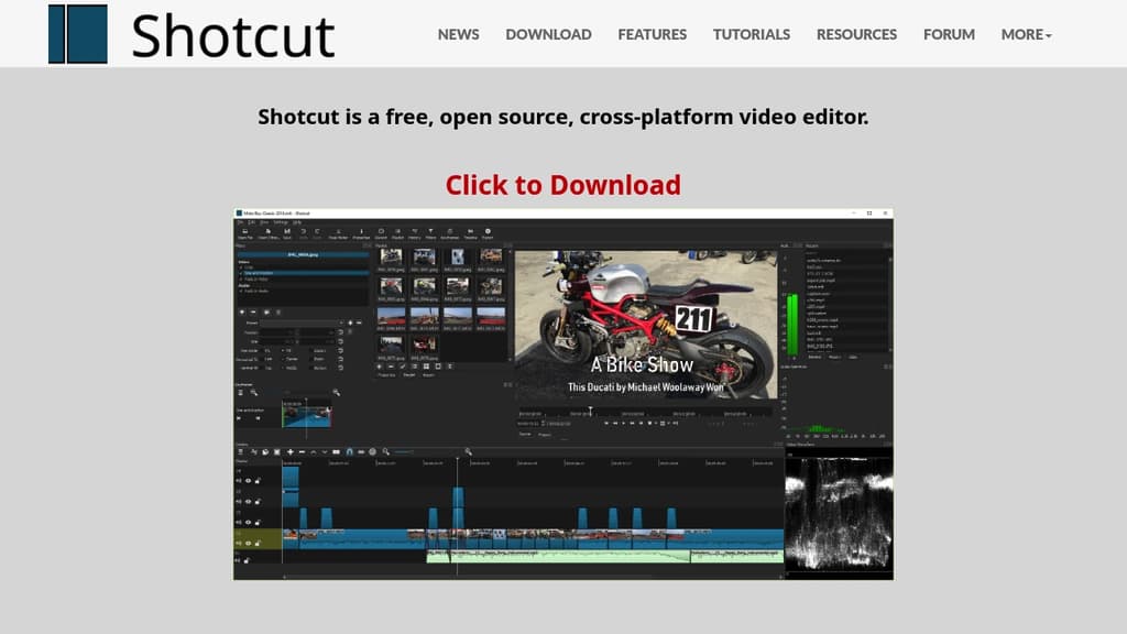 Screenshot of Shotcut website