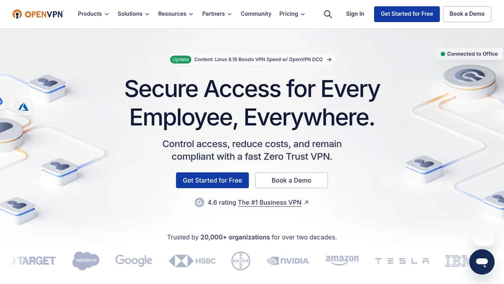 Screenshot of OpenVPN website