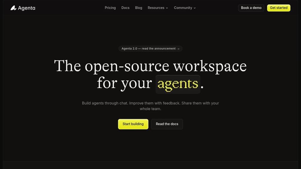 Screenshot of Agenta website