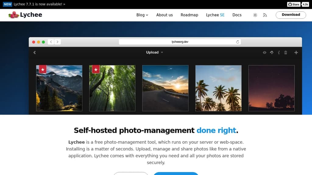 Screenshot of Lychee website