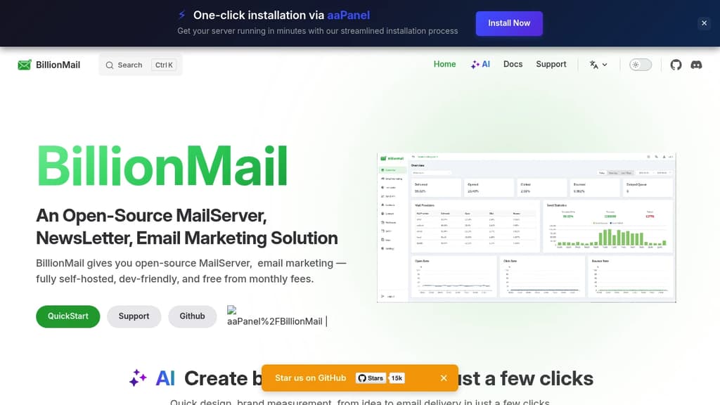 Screenshot of Billion Mail website
