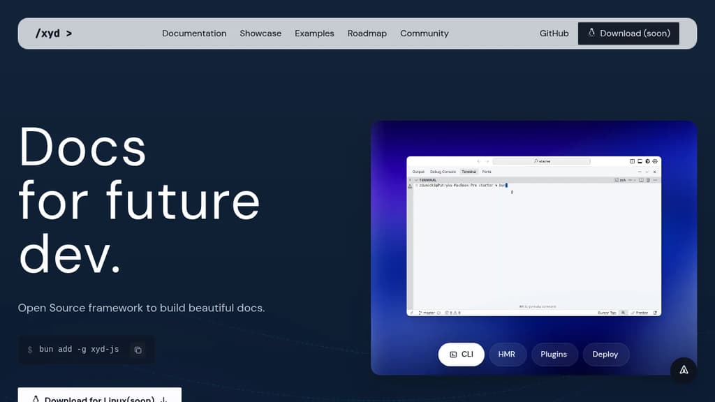 Screenshot of xyd website