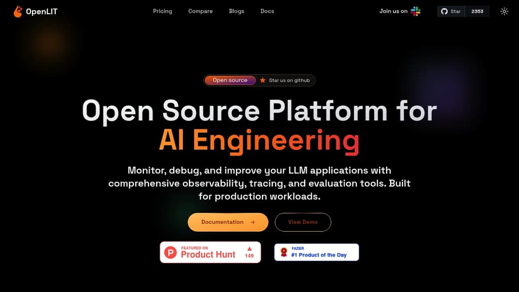 Screenshot of OpenLIT  website