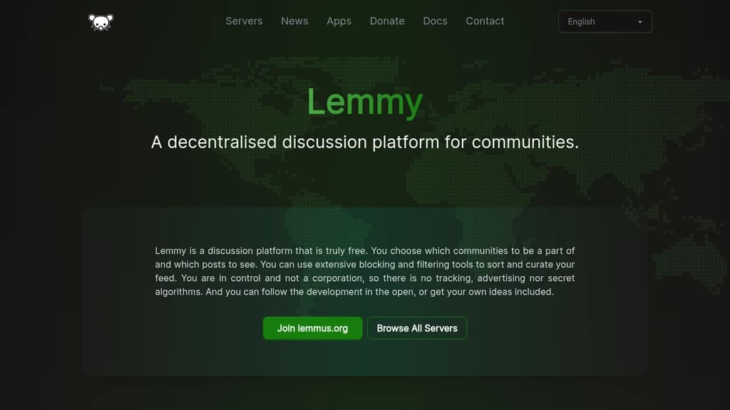 Screenshot of Lemmy website