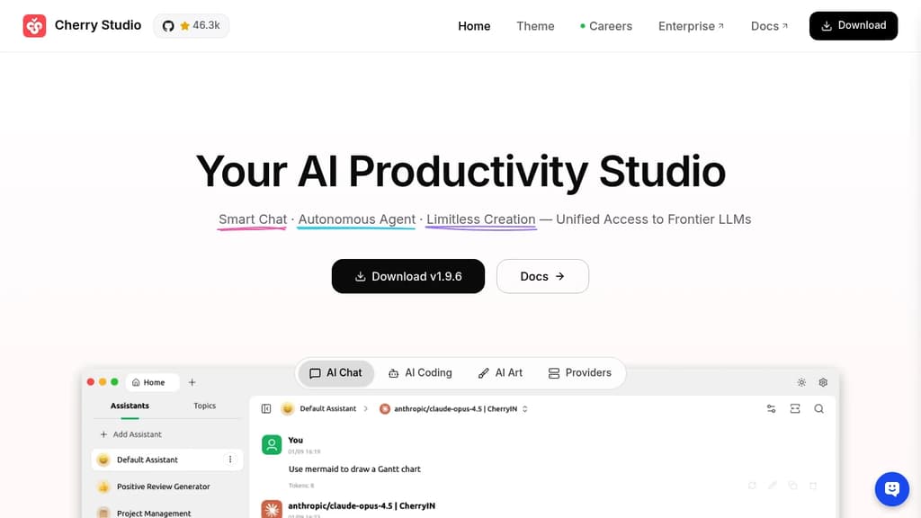 Screenshot of Cherry Studio website