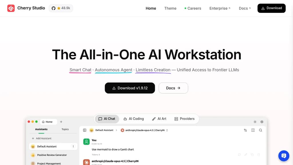 Screenshot of Cherry Studio website
