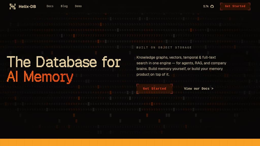 Screenshot of HelixDB website
