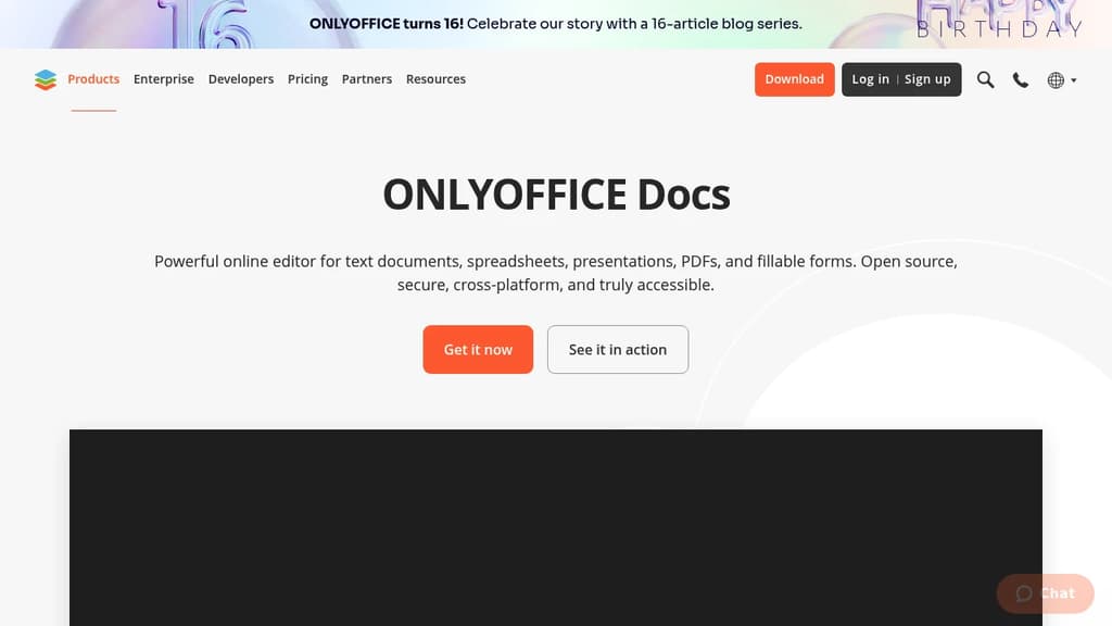 Screenshot of ONLYOFFICE Docs website