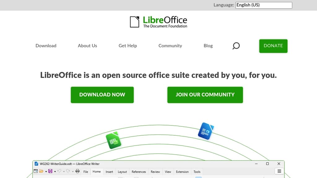 Screenshot of LibreOffice website