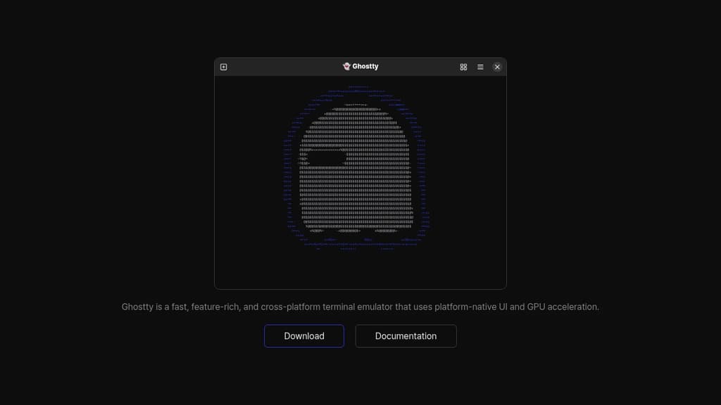 Screenshot of Ghostty website
