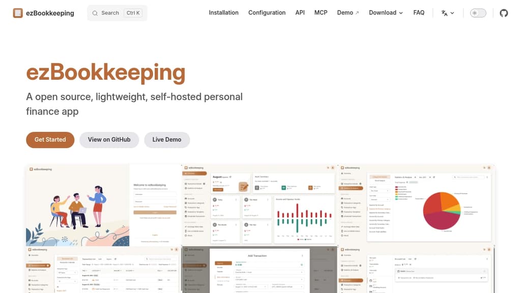 Screenshot of ezBookkeeping website