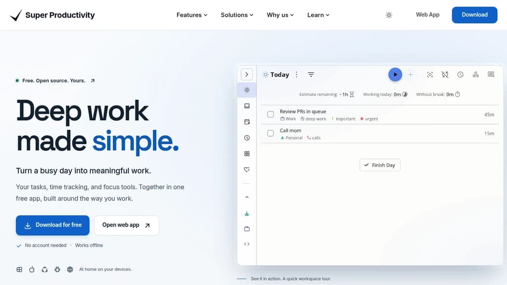 Screenshot of Super Productivity