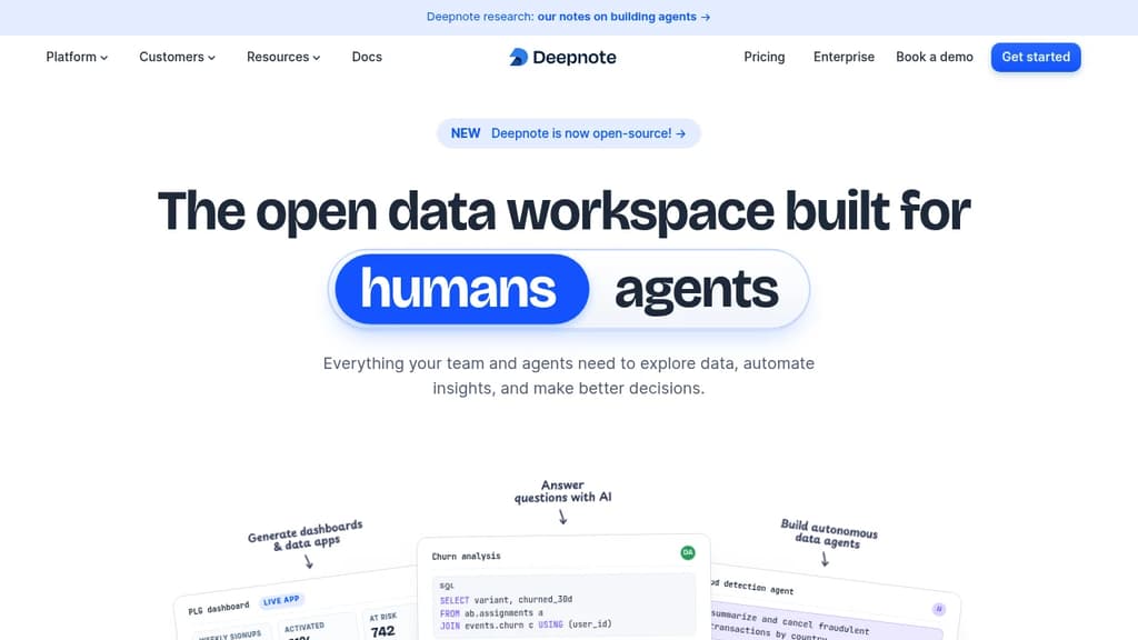 Screenshot of Deepnote website
