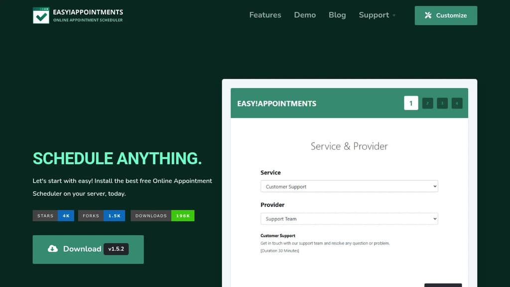 Screenshot of Easy!Appointments website