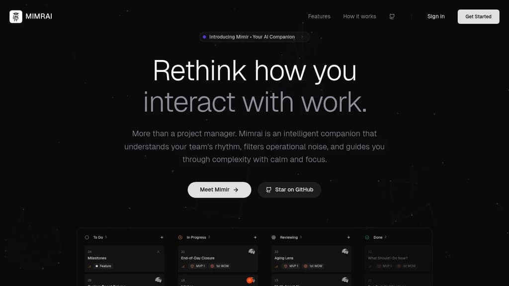 Screenshot of Mimrai website