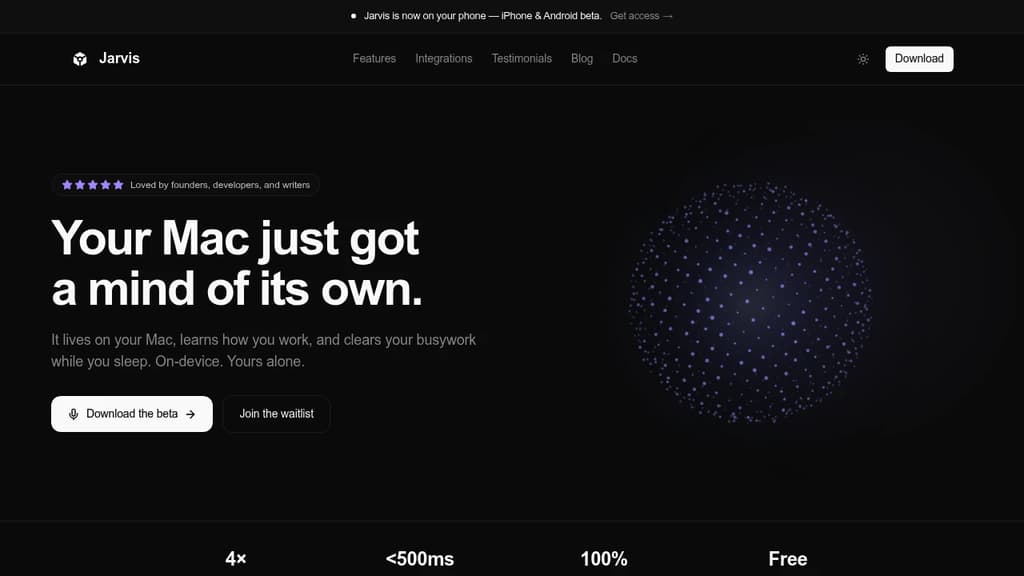 Screenshot of Jarvis website