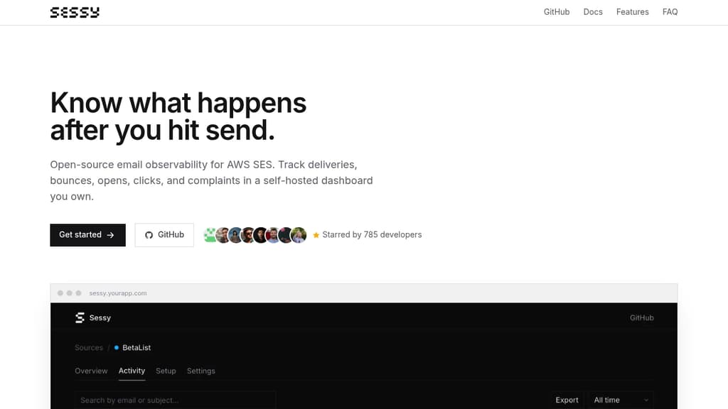 Screenshot of Sessy website
