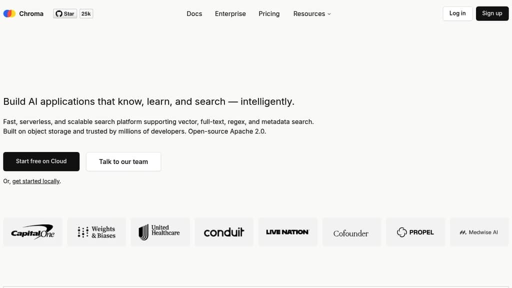 Screenshot of Chroma website
