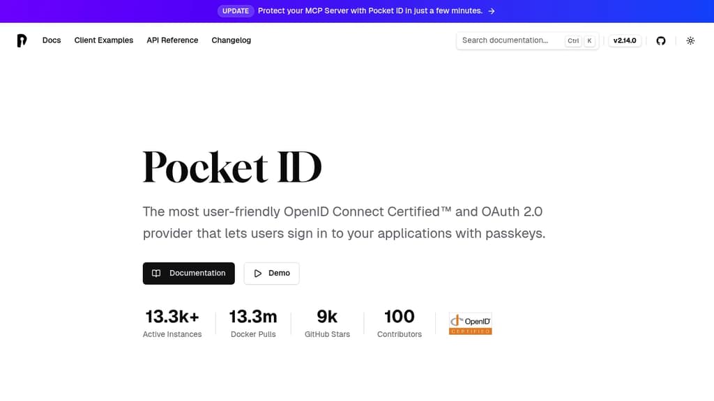 Screenshot of Pocket ID