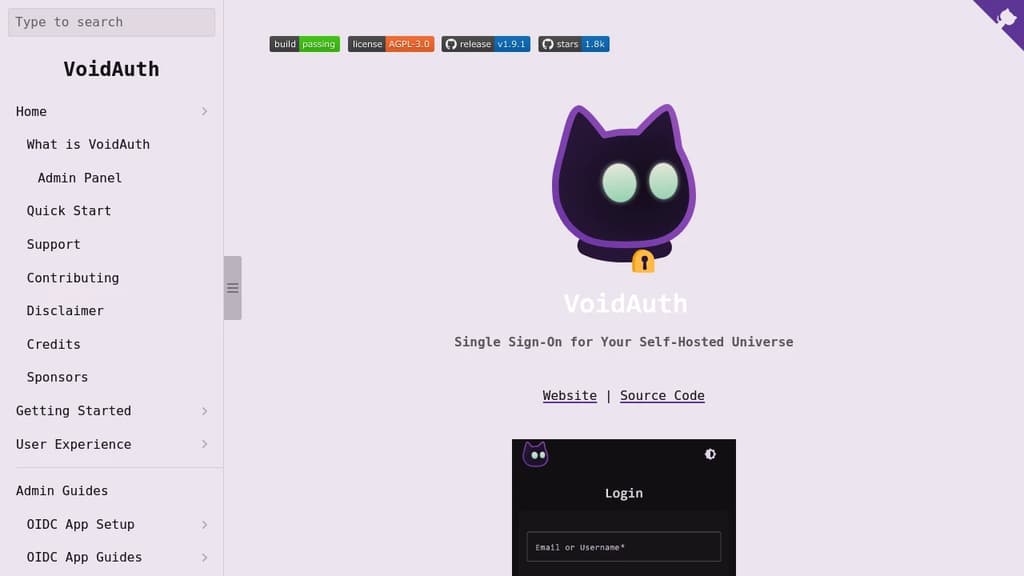 Screenshot of VoidAuth