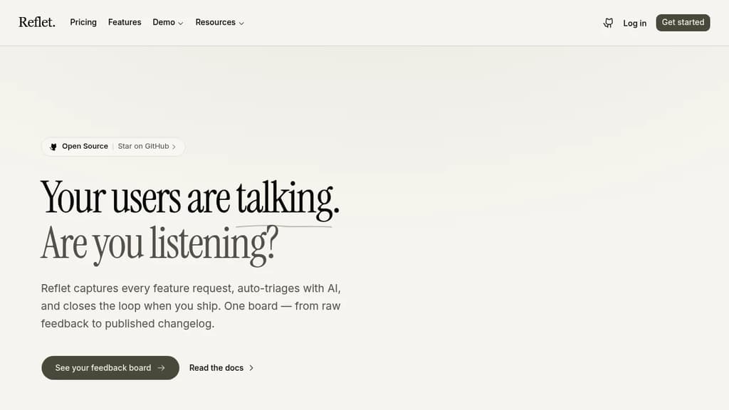 Screenshot of Reflet website