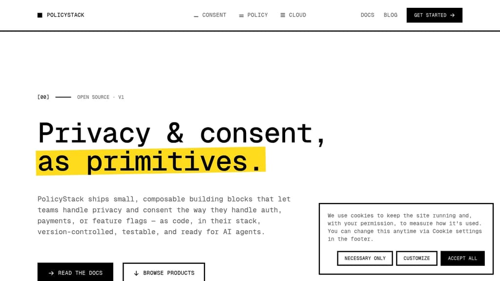 Screenshot of OpenPolicy website