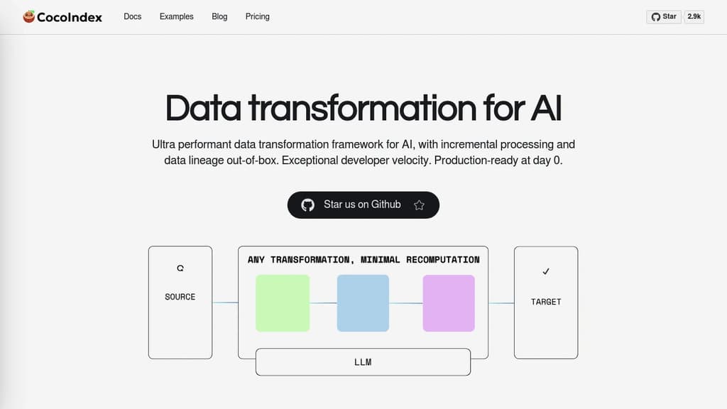 Screenshot of CocoIndex website