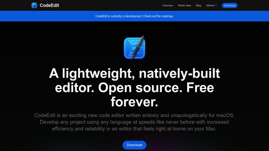 Screenshot of CodeEdit website