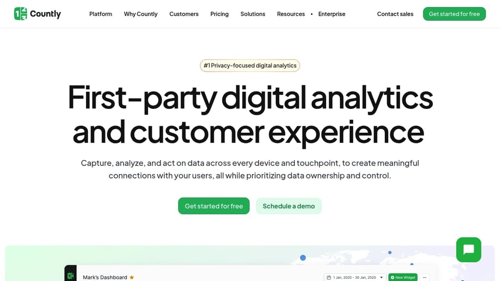 Screenshot of Countly website