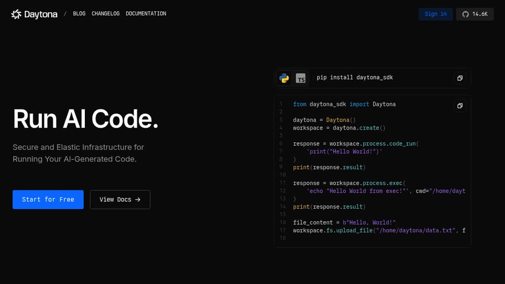 Screenshot of Daytona website