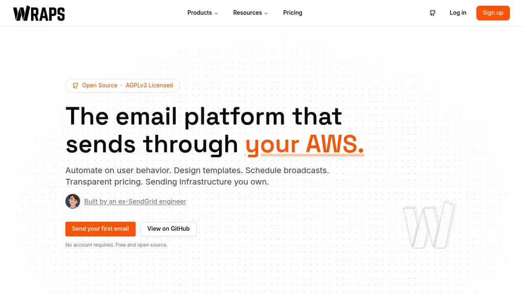 Screenshot of Wraps website