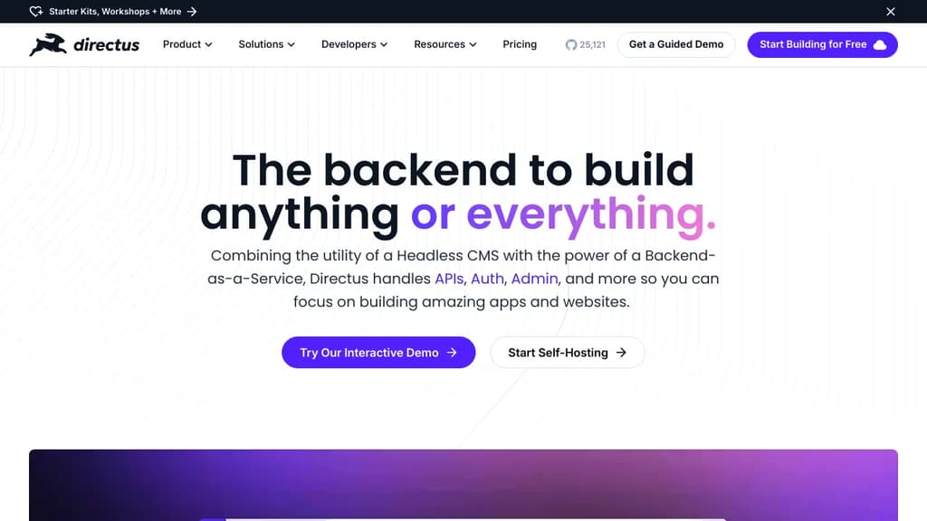 Screenshot of Directus