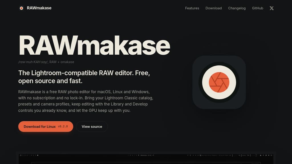 Screenshot of RAWmakase website