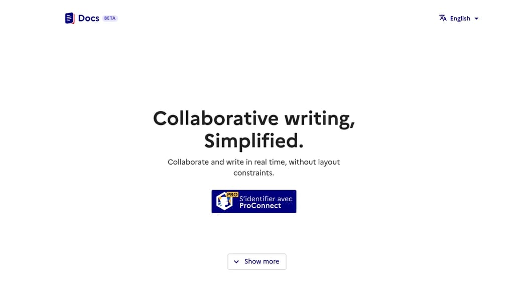 Screenshot of Docs website
