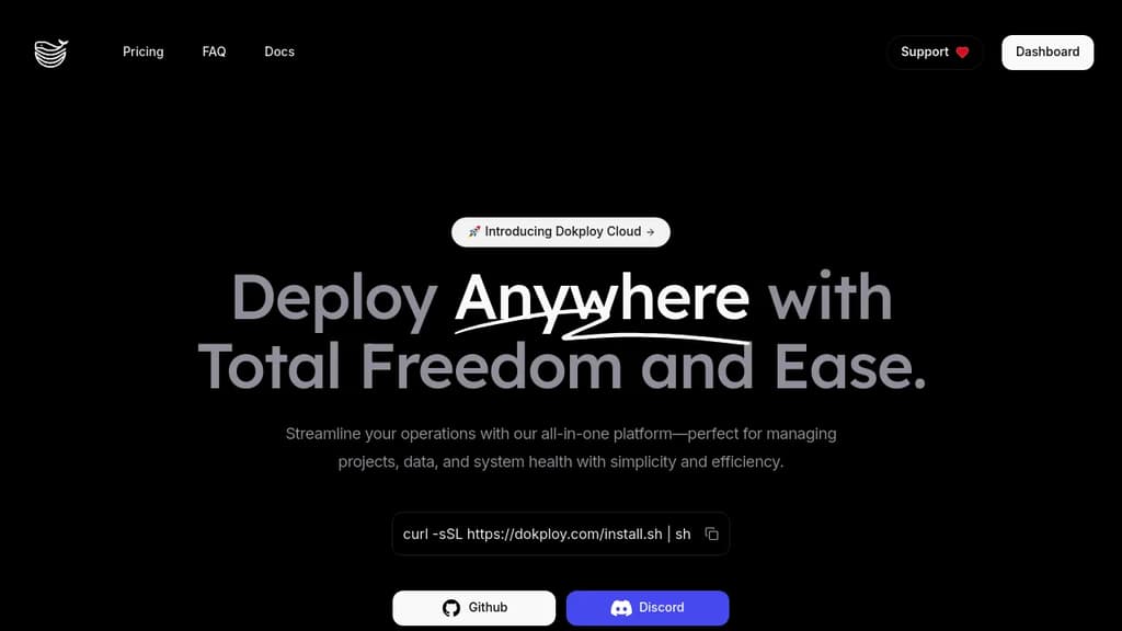 Screenshot of Dokploy website