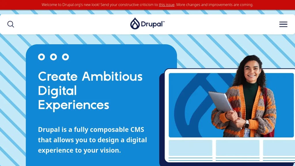 Screenshot of Drupal website