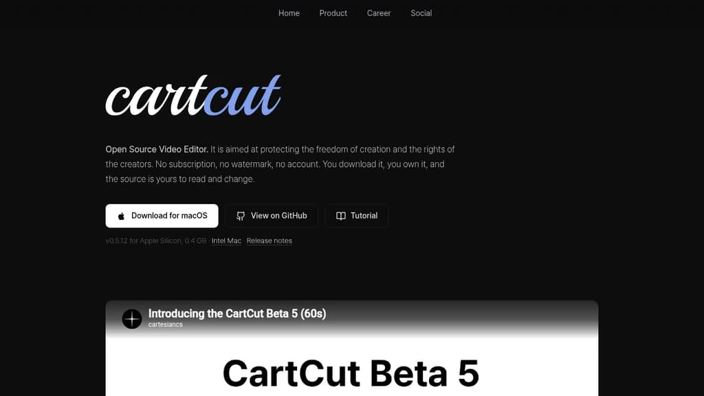 Screenshot of CartCut