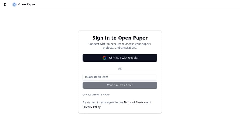 Screenshot of Open Paper