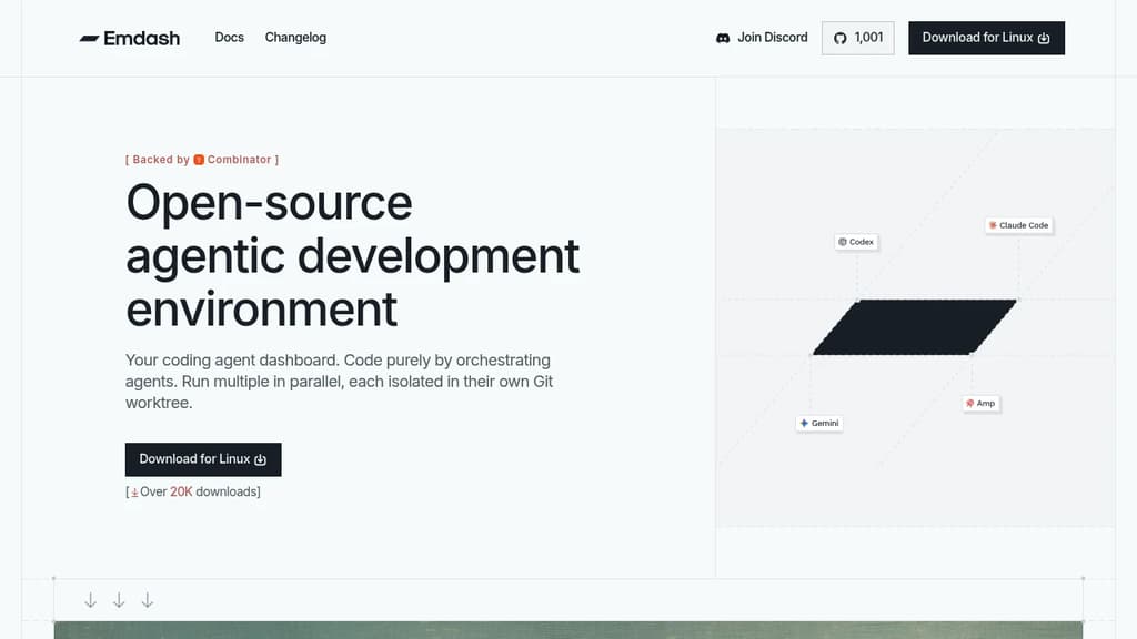 Screenshot of Emdash website