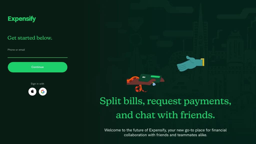 Screenshot of Expensify website