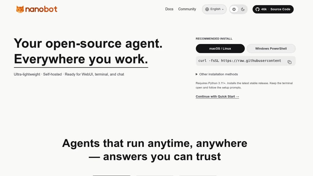 Screenshot of nanobot